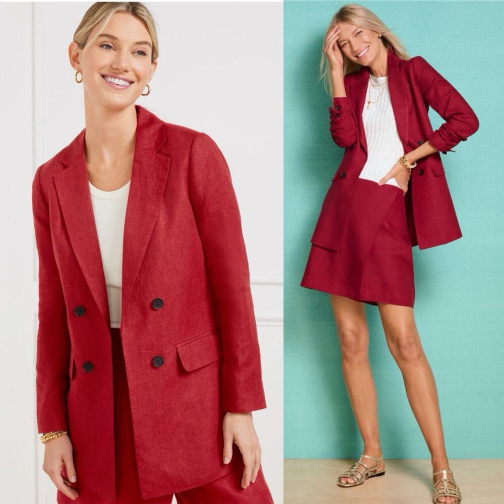 Talbots Linen Blazer Sangria Red Size 16W
